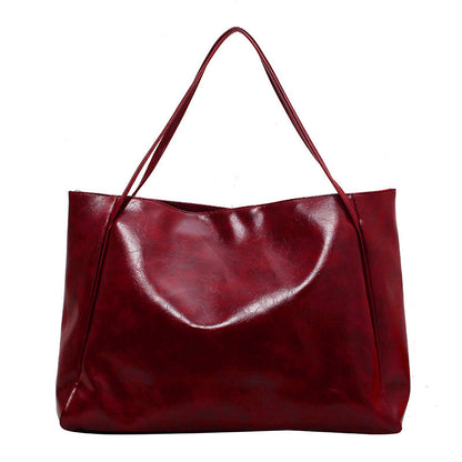 Vintage PU Leather Shoulder Bag for Women, Large Capacity Tote Handbag