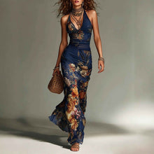 Robe longue dos nu à fleurs pour femme – Robe d'été sexy à lacets pour les vacances