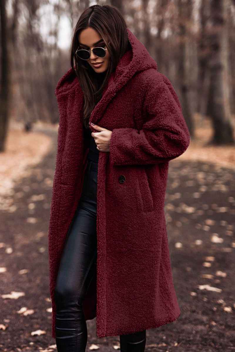 Autumn Winter Fashion Elegant Long Coat Woman Plush Warm Faux Fleece Coat Women Teddy Jacket Female Teddy Coat Outwear Ladies