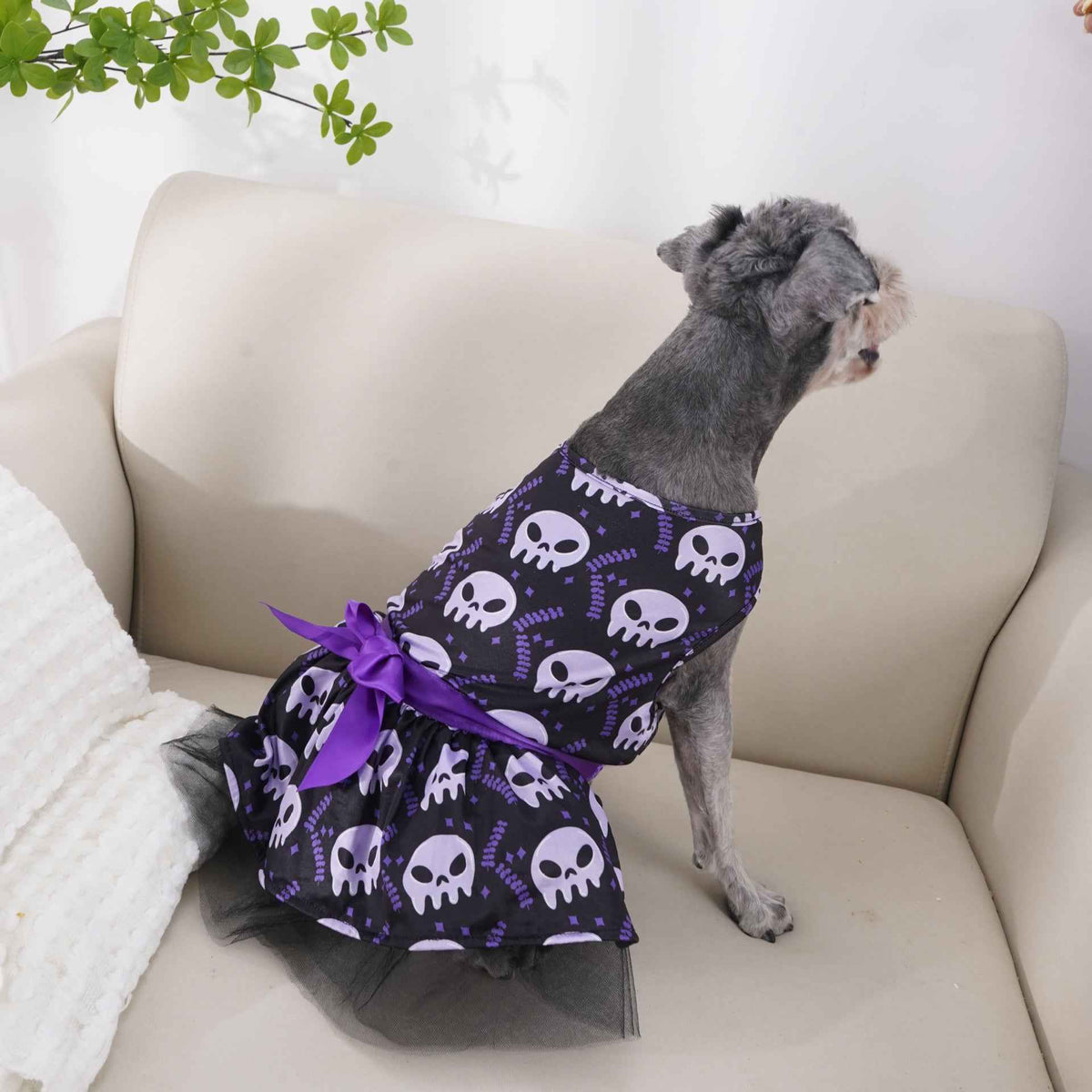 Cape de déguisement d'Halloween pour chien – Costume en polyester à motif tête de mort colorée pour chiens