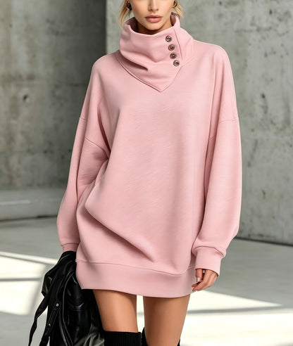 Sweat-shirt boutonné vintage pour femme, coupe ample – Haut décontracté à manches longues mi-long