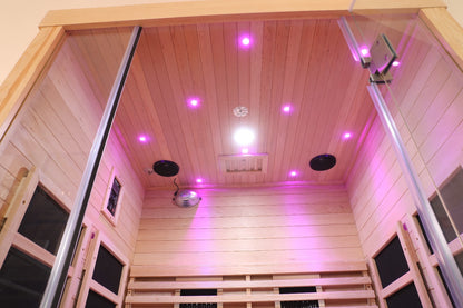 Blisspod | Venetian | Sauna intérieur à spectre complet en pruche du Canada de qualité supérieure à faible champ électromagnétique | 10 radiateurs | Chromothérapie et réflexologie | 2 personnes