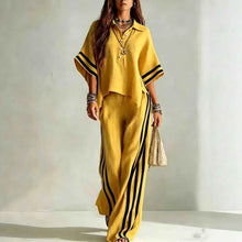Ensemble deux pièces chemise à manches courtes et pantalon ample pour femme