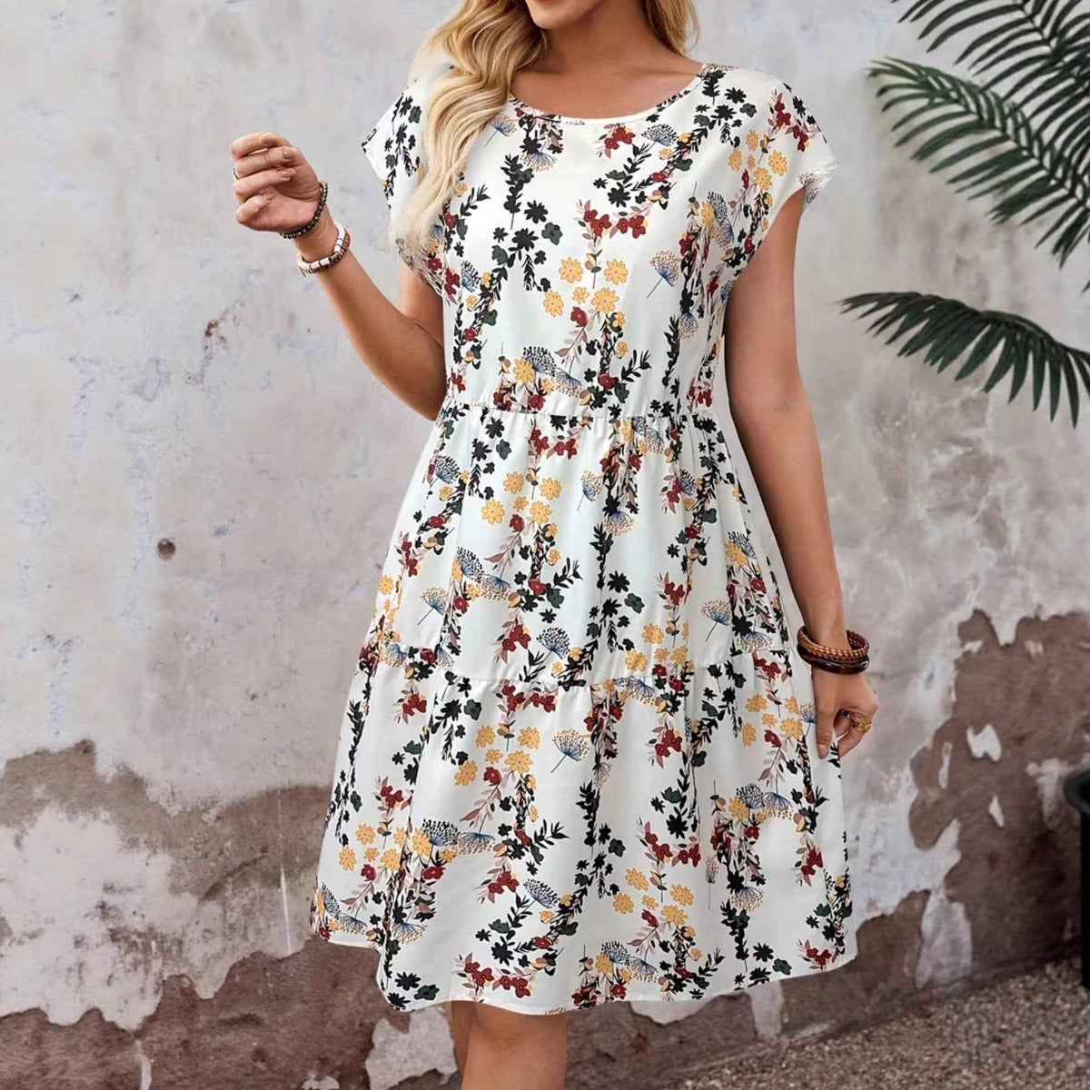 Robe décontractée à imprimé floral pour femme, manches courtes et col rond – Style décontracté japonais/coréen
