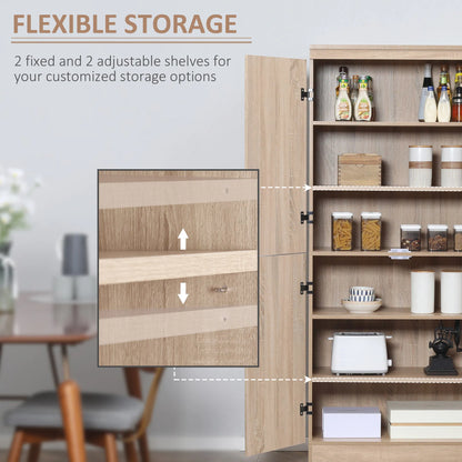 70-Inch Natural Storage Cabinet – 4-Door Freestanding Pantry with Adjustable Shelves (United States & Canada Delivery Only)
