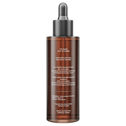 Huile de Jojoba 100 % Biologique Canadian Grace – Pour Peaux Sensibles, Réactives et Sujettes à l'Acné + Cuir Chevelu Sec ou Gras