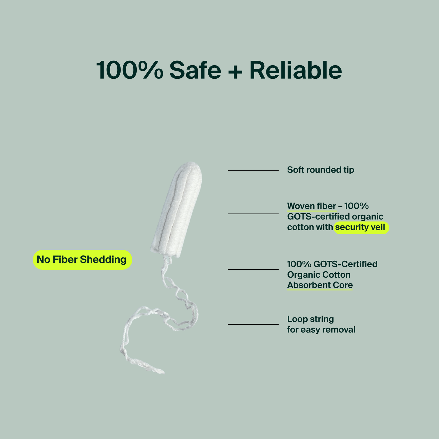 Tampons sans applicateur 100 % coton biologique – Régulier