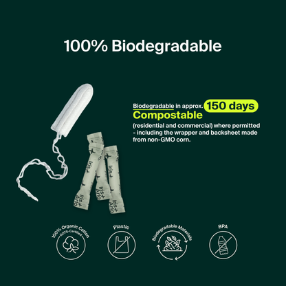 Tampons sans applicateur 100 % coton biologique – Régulier