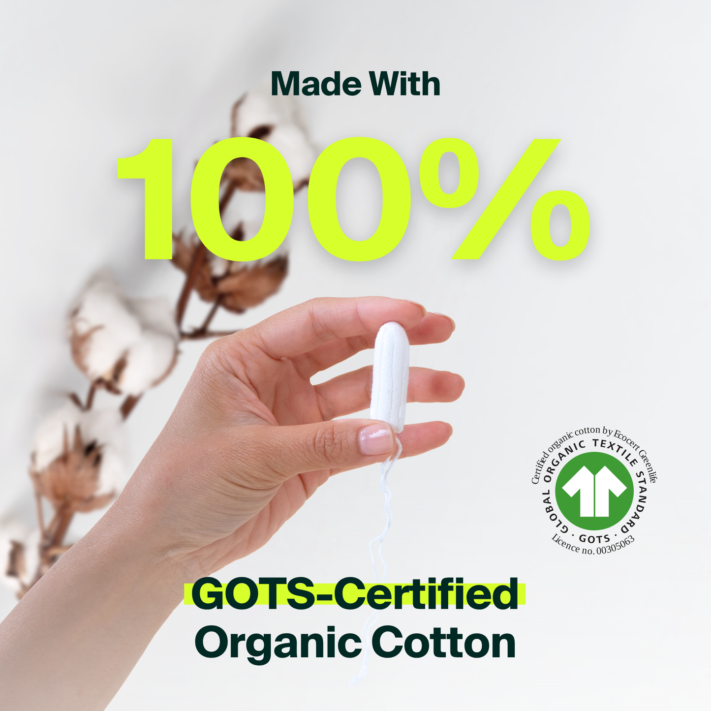 Tampons 100 % coton biologique sans applicateur - Super