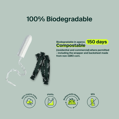 Tampons 100 % coton biologique sans applicateur - Super