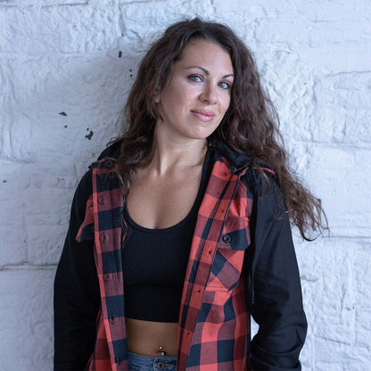 Chemise à capuche à carreaux blindée pour femme Milwaukee Leather