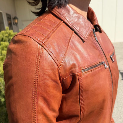 Blouson en cuir pour homme BOL avec poches zippées. Blouson en cuir de mouton avec col rabattable