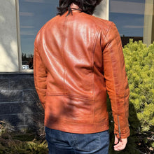 Blouson en cuir pour homme BOL avec poches zippées. Blouson en cuir de mouton avec col rabattable