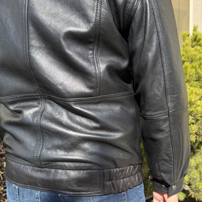 Blouson aviateur en cuir à double col pour homme BOL