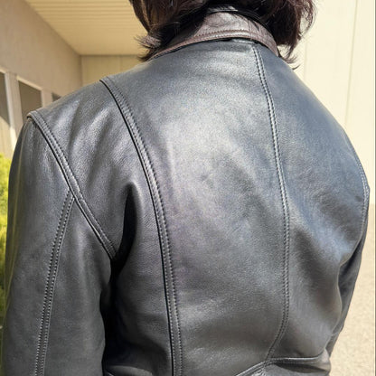 Blouson aviateur en cuir à double col pour homme BOL