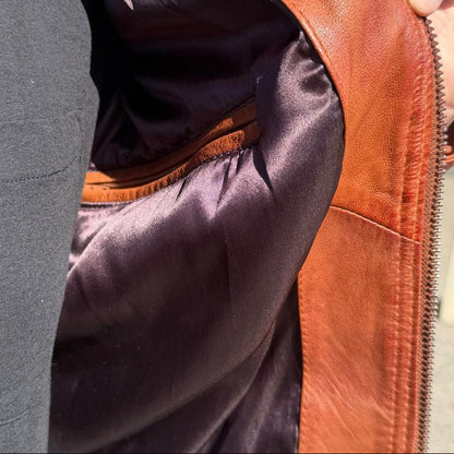 Blouson en cuir pour homme BOL avec poches zippées. Blouson en cuir de mouton avec col rabattable