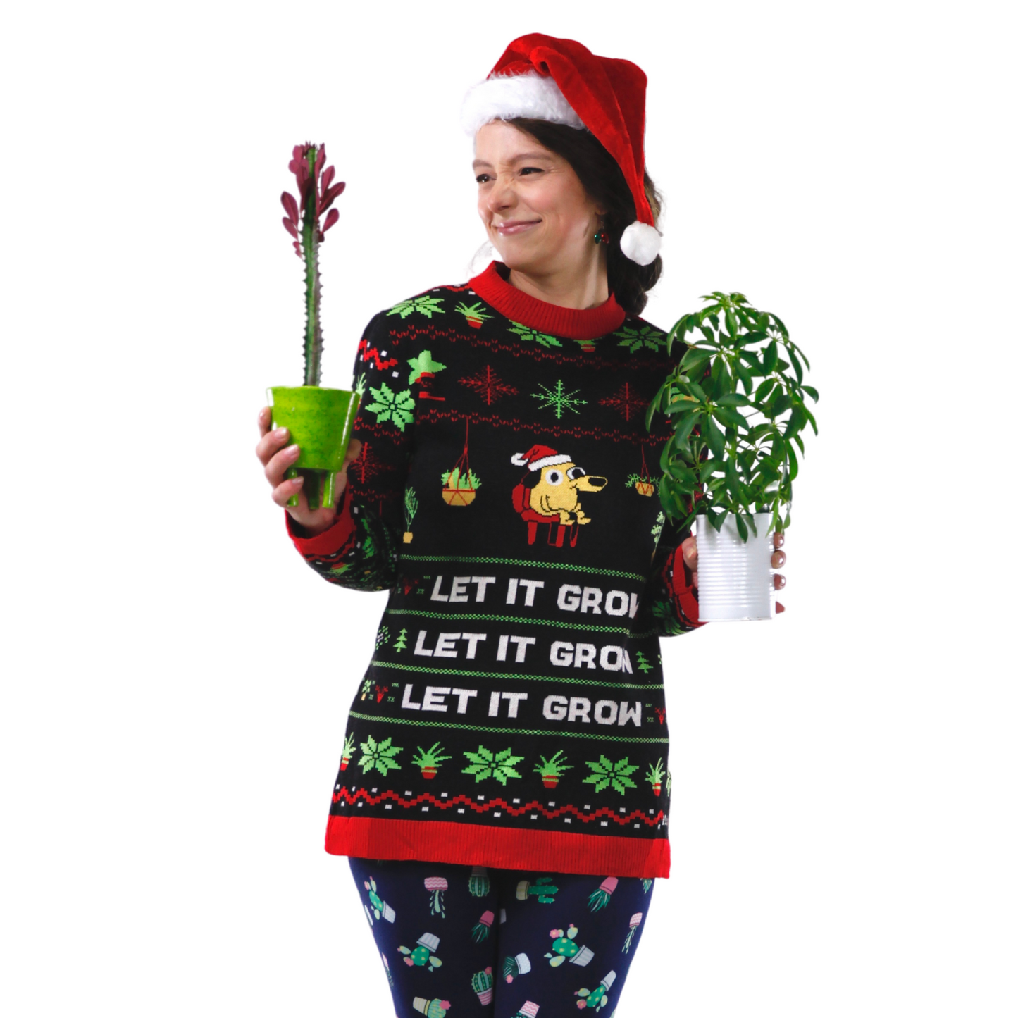 LAISSEZ-LE POUSSER - Pull de Noël moche Plante