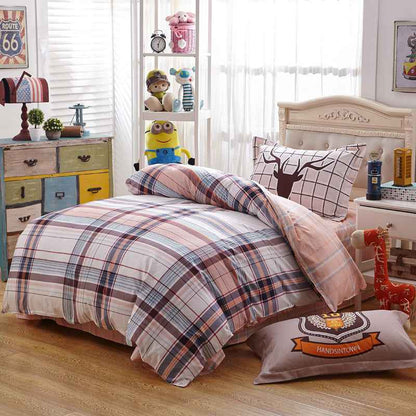 Parure de lit 3 pièces en coton à motif floral – Housse de couette et ensemble de draps à imprimé réactif motif dessin animé