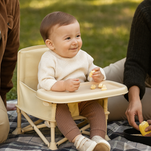 Chaise portable pour bébé | Chaise de camping | Siège rehausseur avec plateau amovible (Beige)