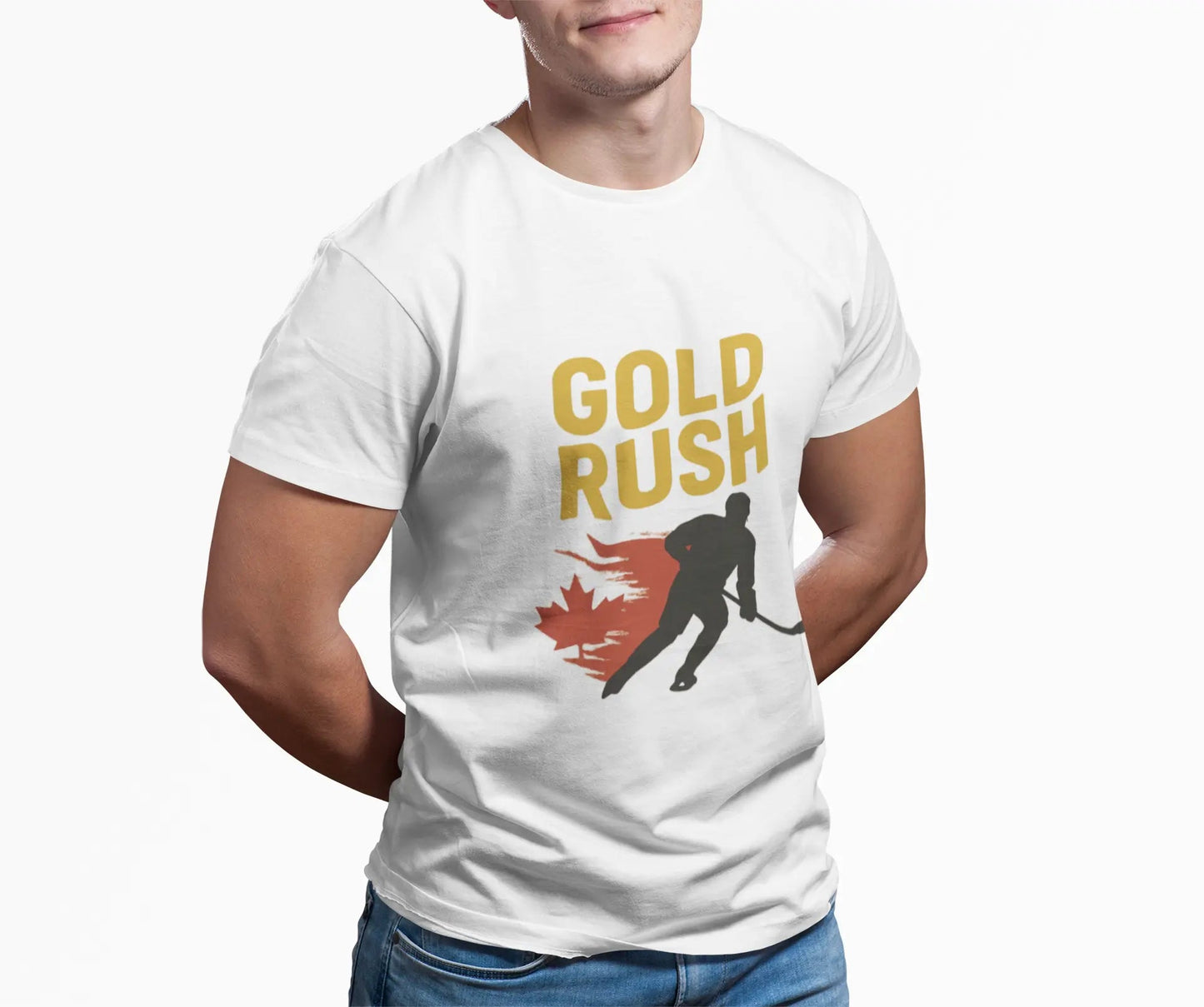 Chandail unisexe à manches longues Gold Rush Hockey - Or Olympique Canada - Crosse de hockey en érable
