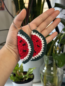 Handmade Crochet Watermelon Keychain - Fruit Charm