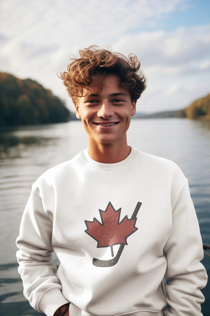 Chandail à col rond pour jeunes Maple Stick – Fierté de la feuille d'érable