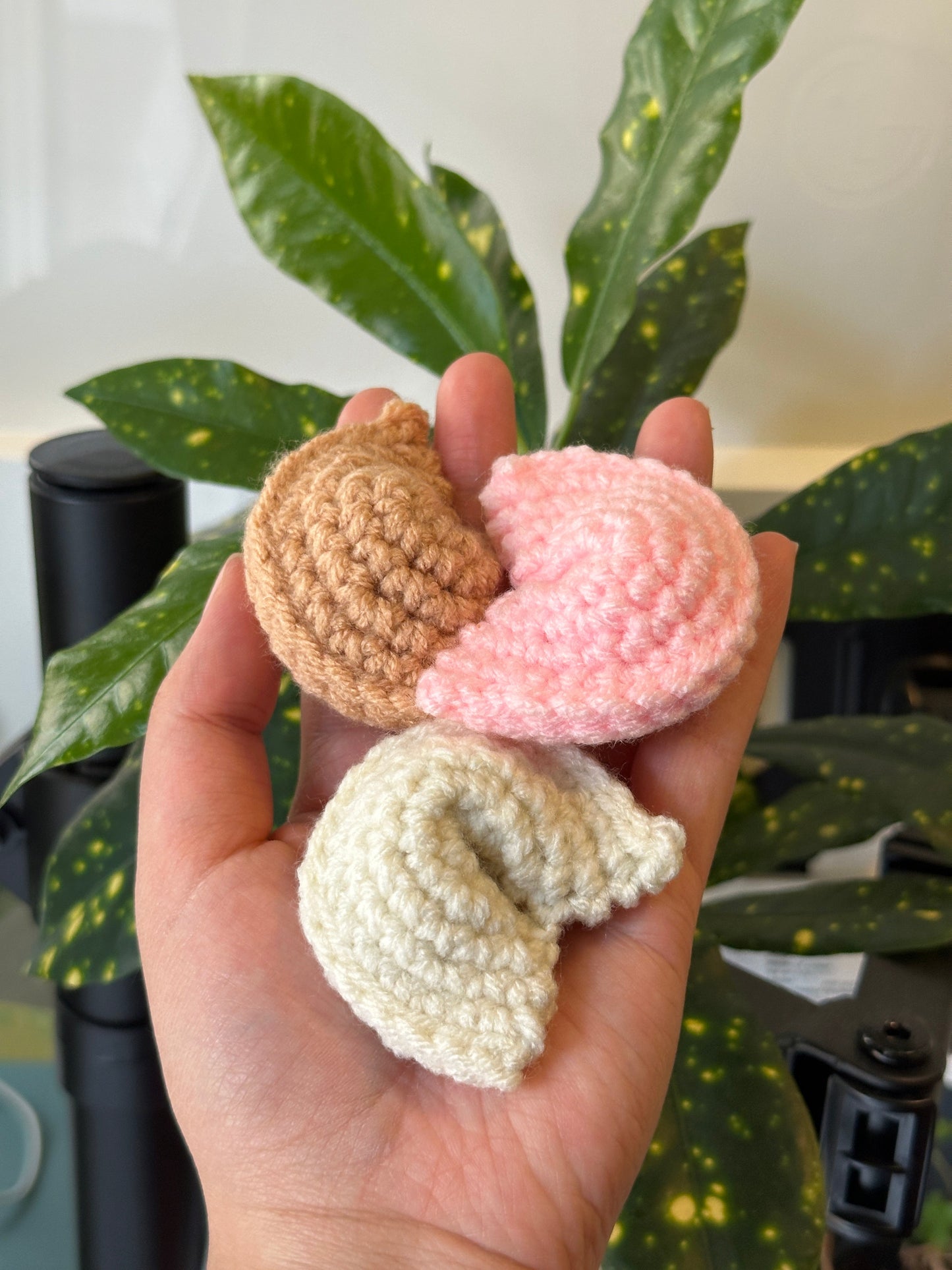 Handmade Crochet Fortune Cookie Keychain - Cookie Charm