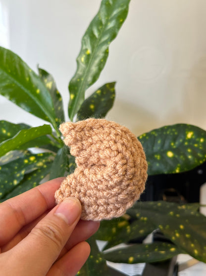 Handmade Crochet Fortune Cookie Keychain - Cookie Charm
