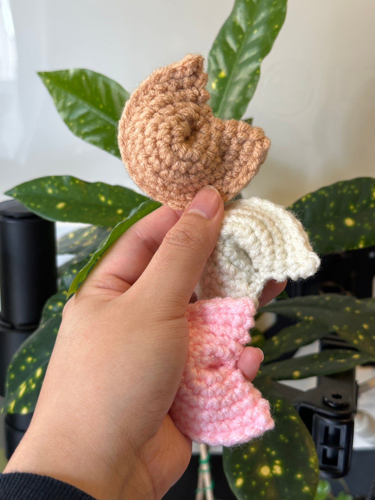 Handmade Crochet Fortune Cookie Keychain - Cookie Charm