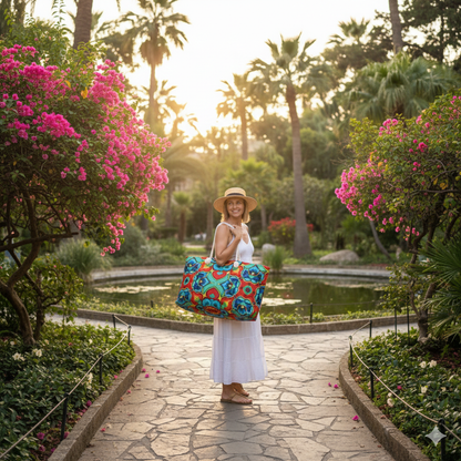 Sac de voyage Kaléidoscope coloré | Sac cabas géométrique floral éclatant