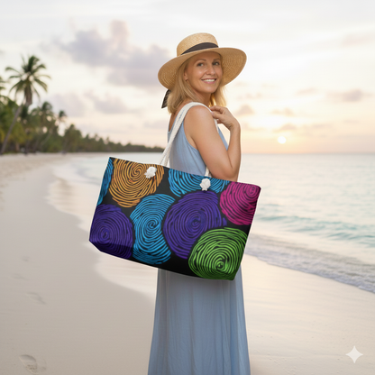 Sac de voyage grands formats à cercles tourbillonnants colorés | Motif abstrait éclatant | Sac de cabine pour maman occupée | Cadeaux pour la Fête des Mères