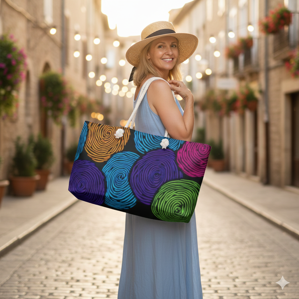 Sac de voyage grands formats à cercles tourbillonnants colorés | Motif abstrait éclatant | Sac de cabine pour maman occupée | Cadeaux pour la Fête des Mères