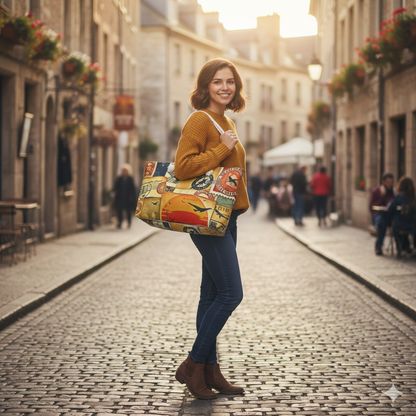 Sac de voyage week-end vintage collage | Timbres-poste, Motifs d'avion, Grand sac fourre-tout