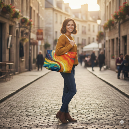 Sac de voyage coloré à motifs de tourbillons | Imprimé marbré éclatant, Grand sac cabas