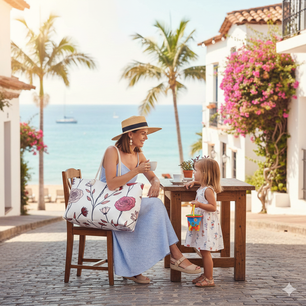 Sac de voyage fleuri | Sac fourre-tout de voyage dessiné à la main Rouge Blush | Cadeau pour maman