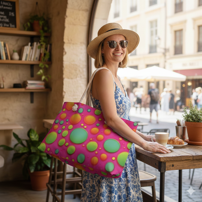 Grand Sac de Voyage à Motif Bulles Colorées | Rose Néon Vert Orange, Grand Fourre-tout