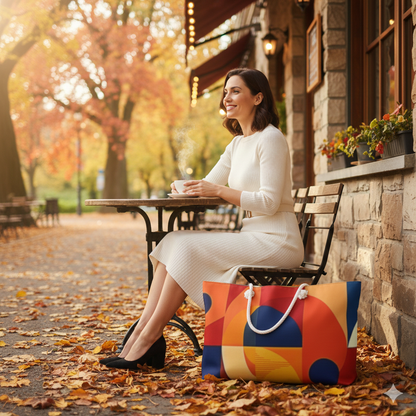 Sac de voyage géométrique abstrait à blocs de couleur | Cabas moderne | Grand sac fourre-tout