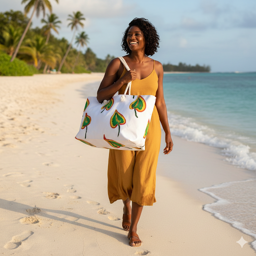 Sac de week-end Feuille Cœur Vert | Motif botanique peint à la main