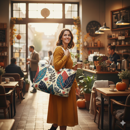 Sac de voyage Feuilles Tropicales Colorées | Grand Sac Fourre-tout Feuilles Florales pour Mamans Occupées