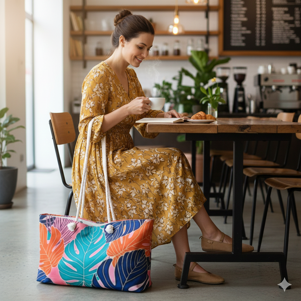 Sac de voyage grandes feuilles de Monstera tropicales | Grand sac fourre-tout imprimé palmiers colorés