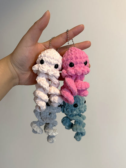 Handmade Crochet Jellyfish Keychain Charm