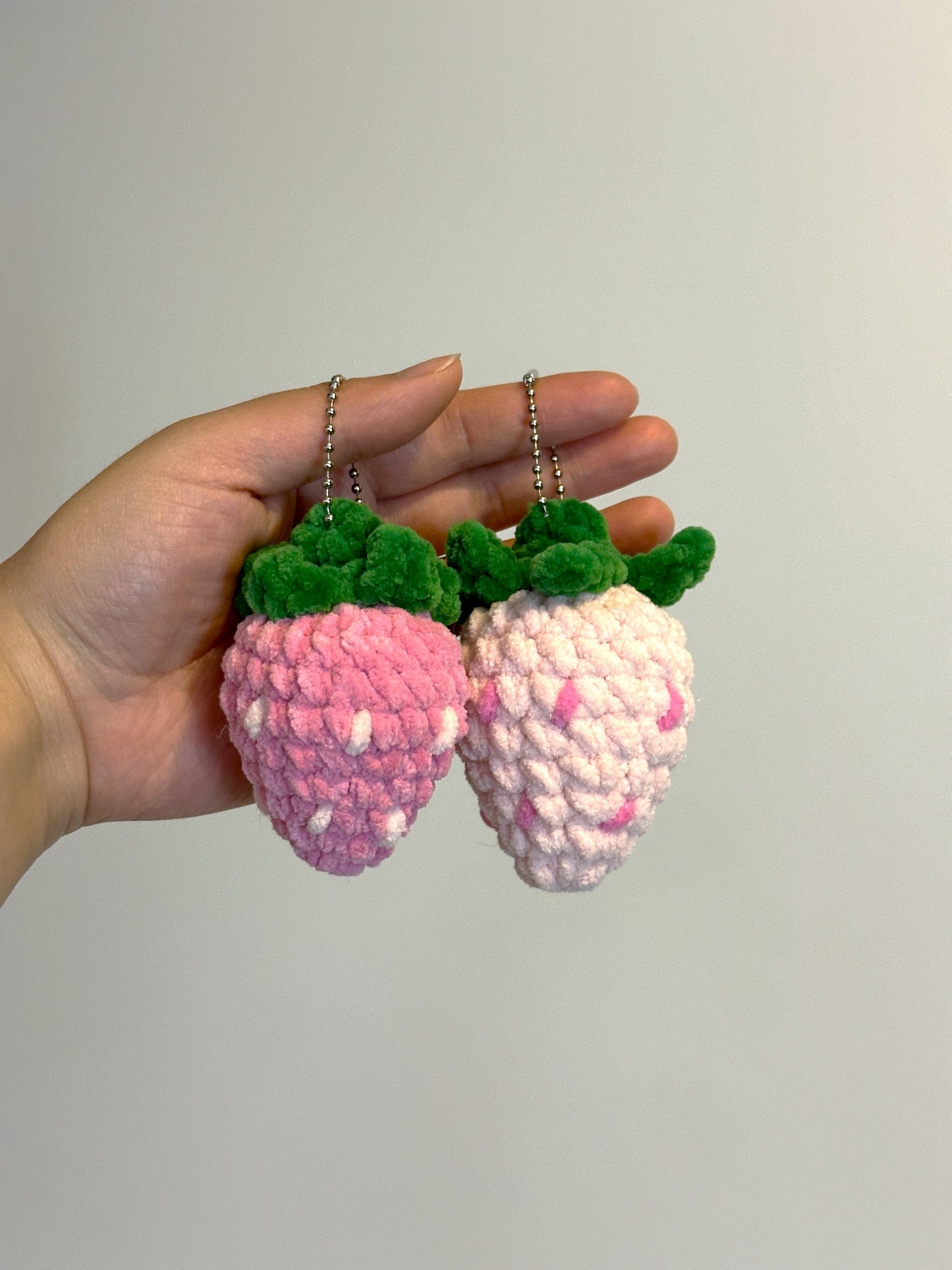 Crochet Strawberry Keychain Charm