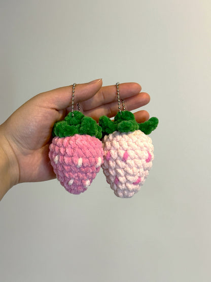 Crochet Strawberry Keychain Charm