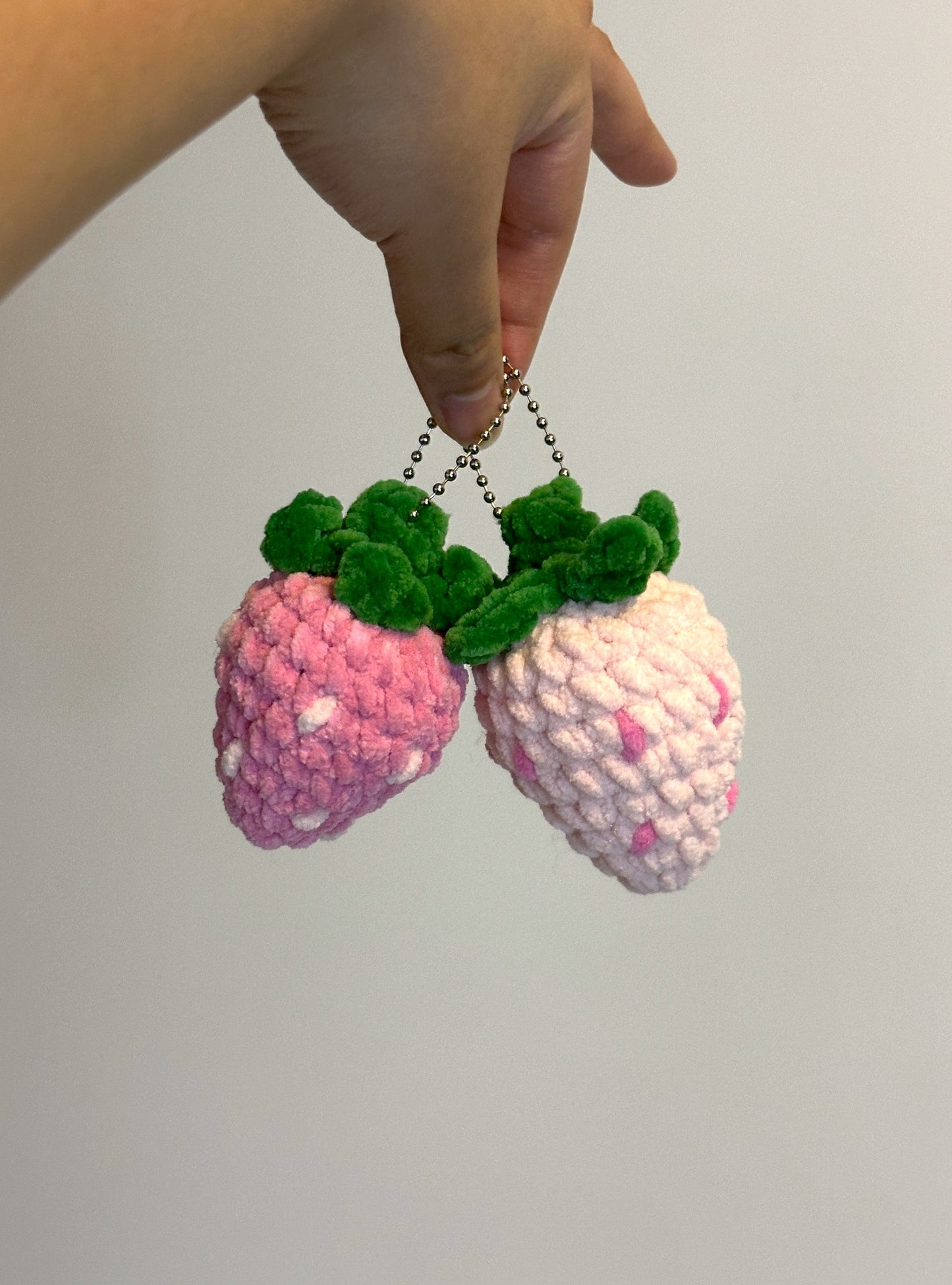 Crochet Strawberry Keychain Charm