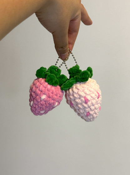 Crochet Strawberry Keychain Charm