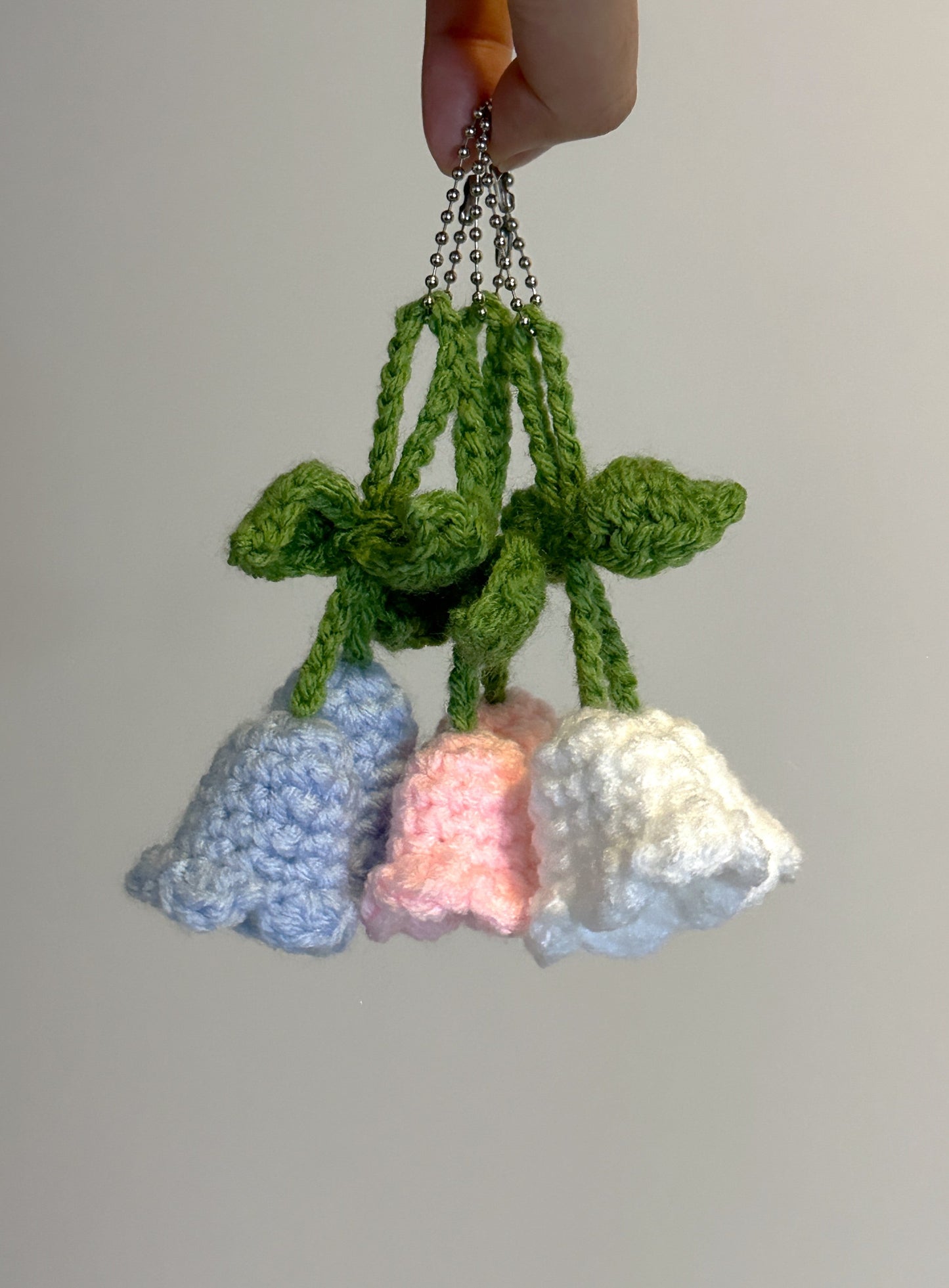 Crochet Lily of the Valley Keychain - Handmade Flower Charm