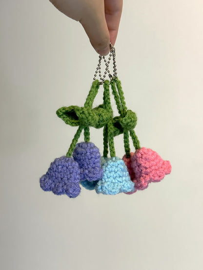 Crochet Lily of the Valley Keychain - Handmade Flower Charm