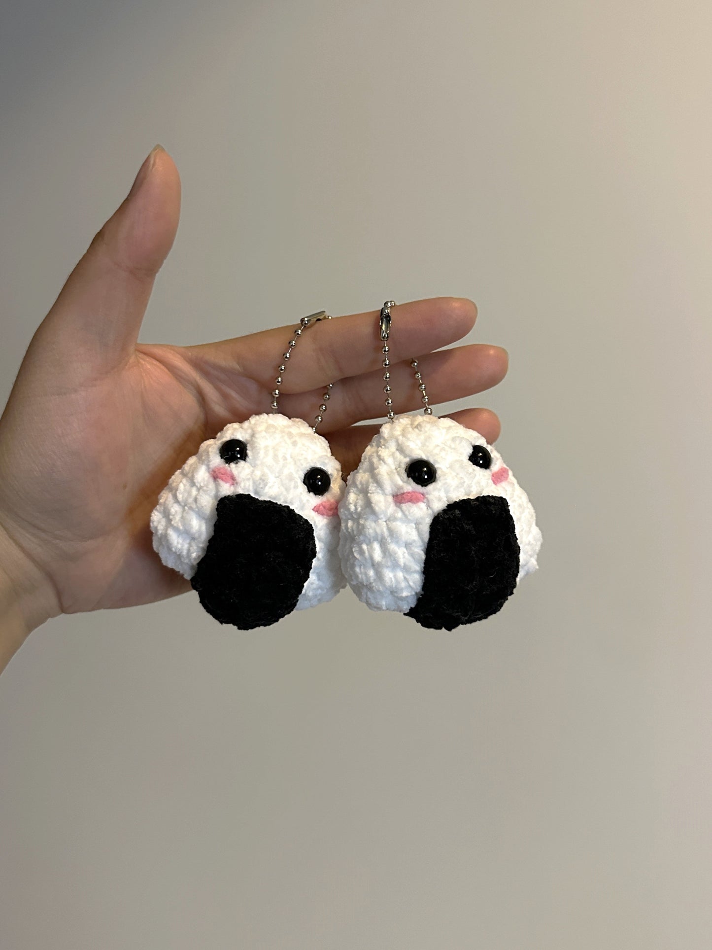 Crochet Onigiri (Rice Ball) Keychain - Handmade Charm