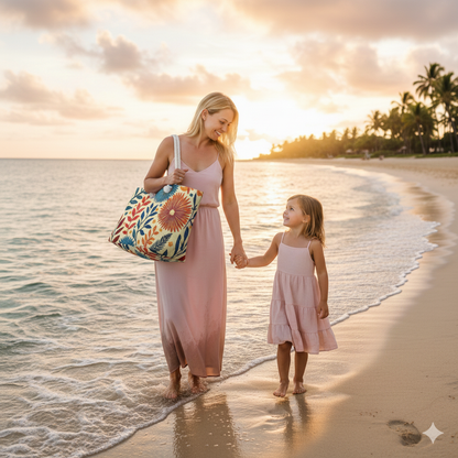 Sac de voyage à motif floral coloré | Grand fourre-tout à fleurs et feuilles de style bohème
