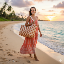 Sac de week-end à carreaux chauds | Fourre-tout rétro orange crème | Sac de plage | Grand sac fourre-tout | Sac de maman pressée | Sac à langer